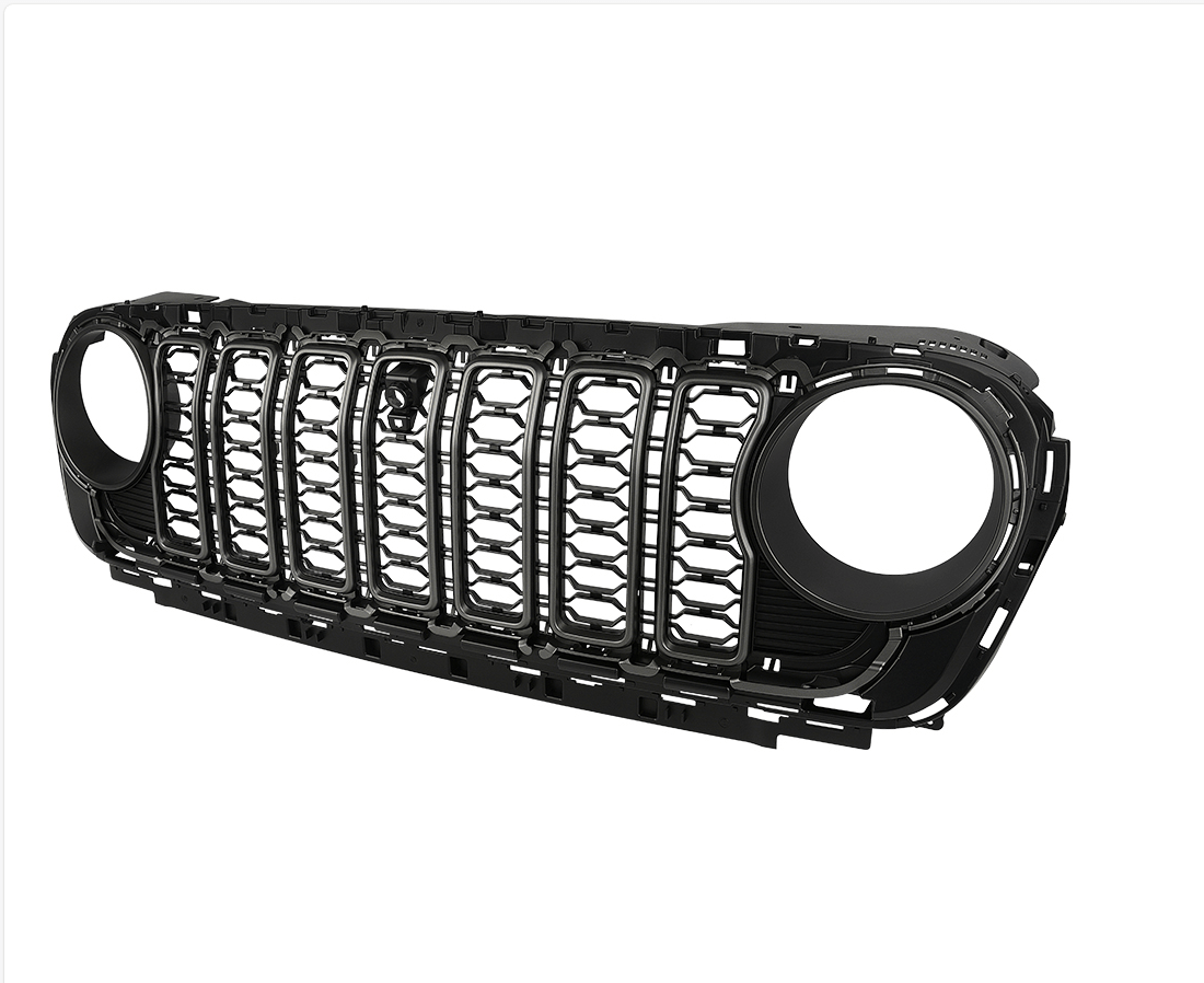 Front Mesh Grille Grid Grill for 2018 - 2024 Jeep Wrangler Rubicon Sahara Sport JL/JT Grill With Camera Hole Plastic - Fab Heavy Parts