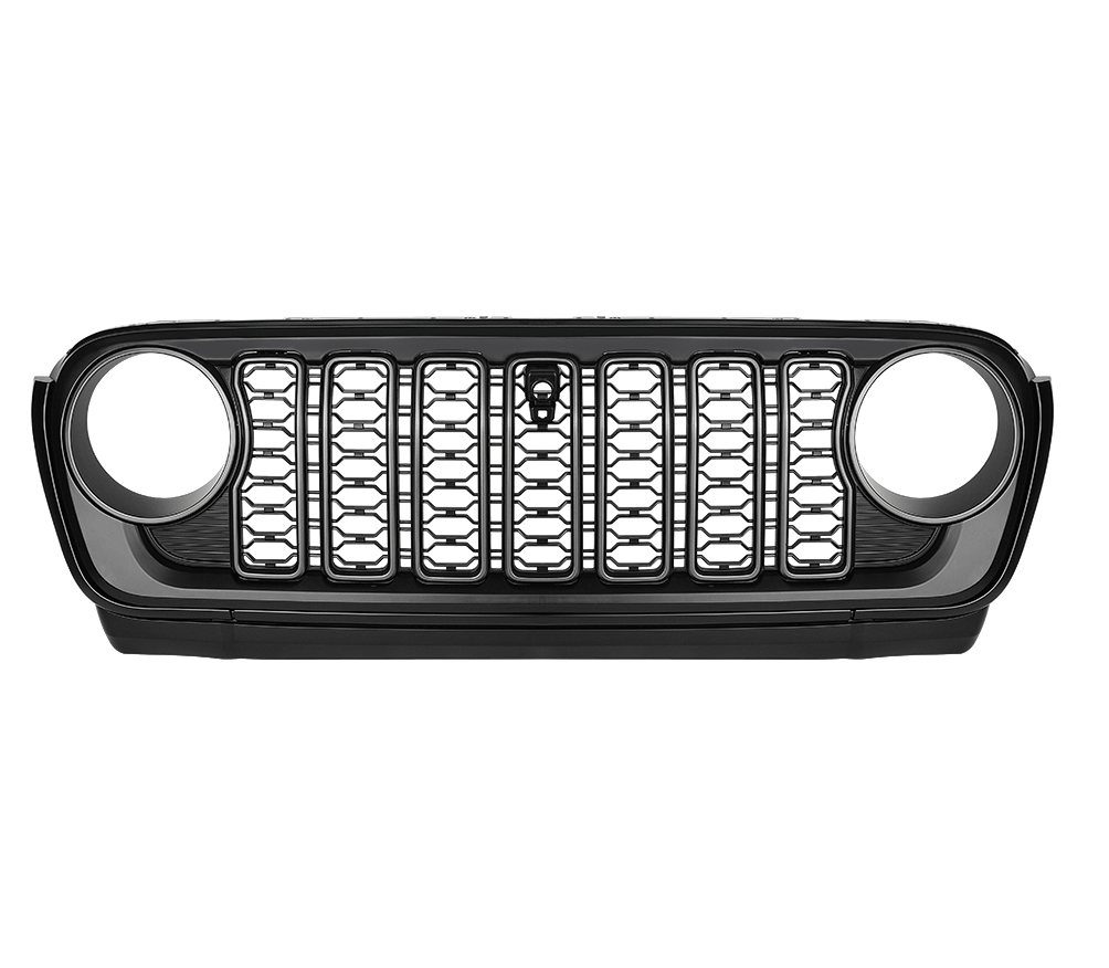 Front Mesh Grille Grid Grill for 2018 - 2024 Jeep Wrangler Rubicon Sahara Sport JL/JT Grill With Camera Hole Plastic - Fab Heavy Parts