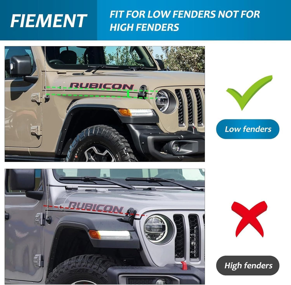Front & Rear Fenders Fits for 2020 - 2024 Jeep Wrangler Gladiator JT Sport & Willys (Fit JT Original Low Fender) - Fab Heavy Parts