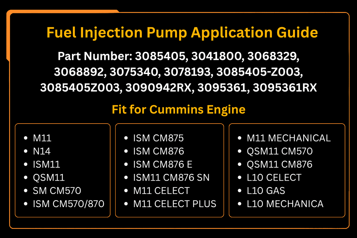 Fuel Injection Pump 3085405 3041800 3068329 Fits for Cummins Engine M11 N14 ISM11 - Fab Heavy Parts
