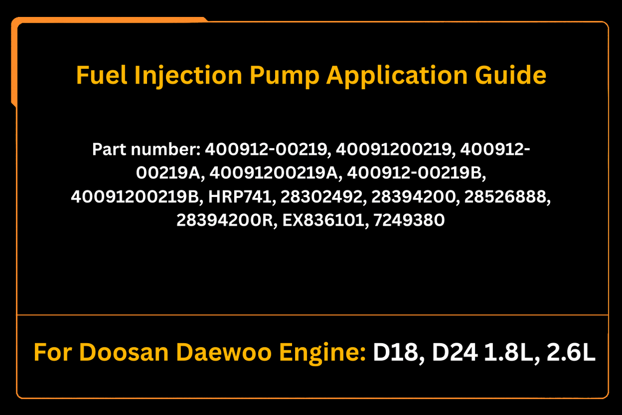 Fuel Injection Pump 7516847 7249380 400912 - 00219 Aftermarket Replacement For Bobcat For Delphi Doosan D24 D18 - Fab Heavy Parts