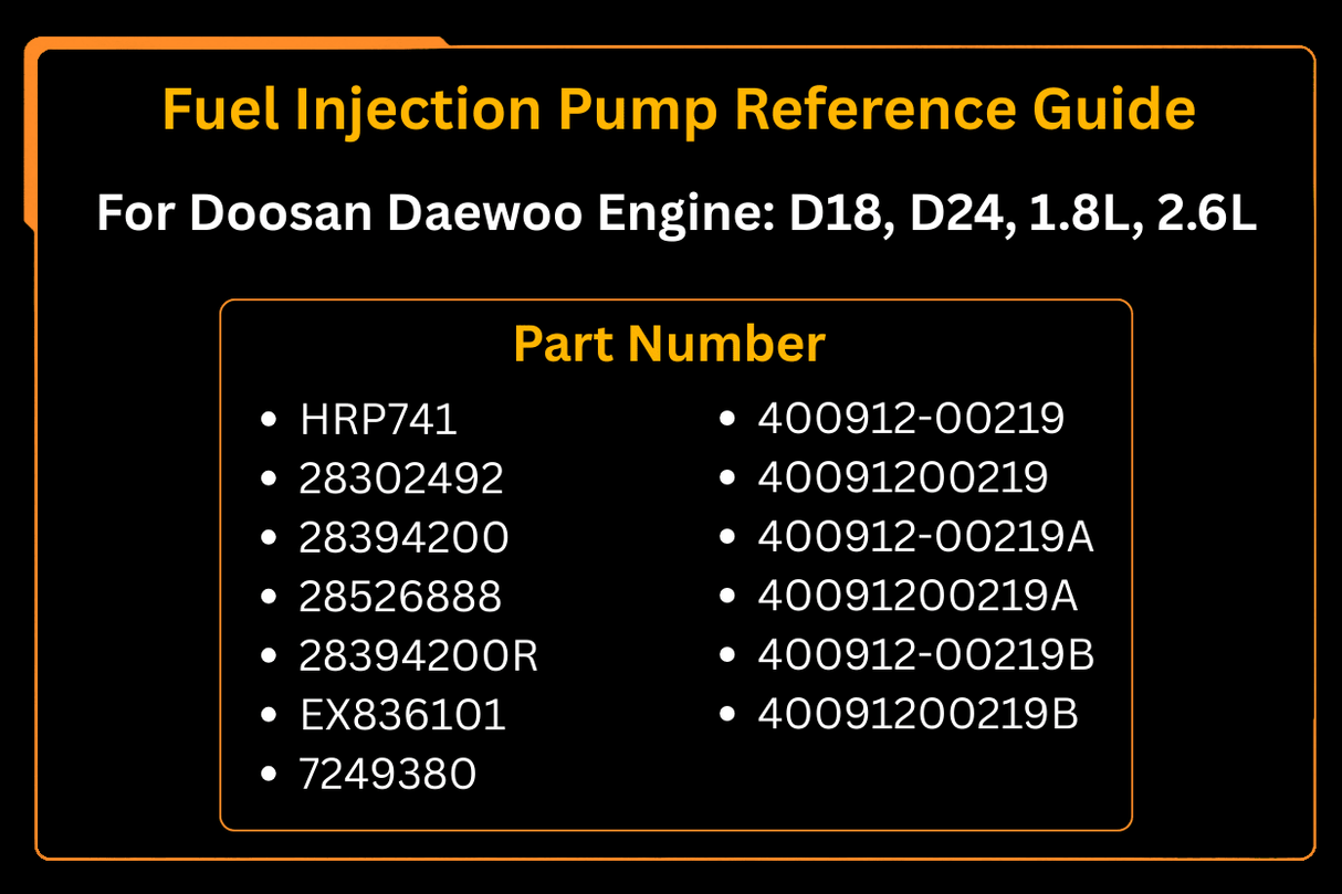 Fuel Injection Pump 7516847 7249380 400912 - 00219 Aftermarket Replacement For Bobcat For Delphi Doosan D24 D18 - Fab Heavy Parts
