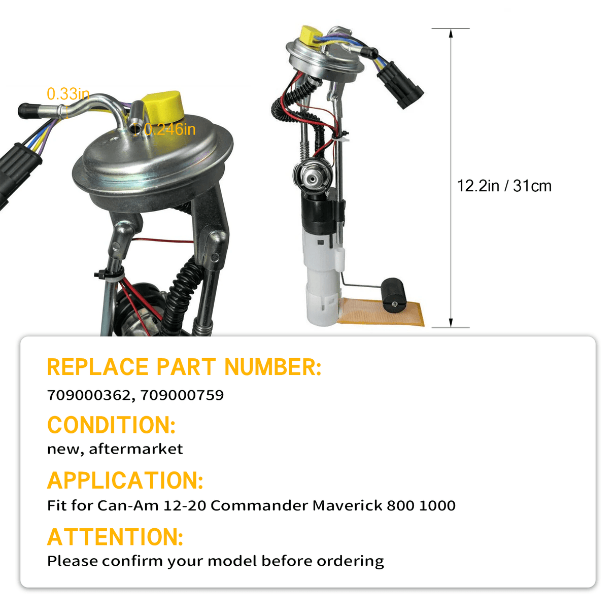 Fuel Pump Assembly 709000362 709000759 Fits for Can - Am 12 - 20 Commander Maverick 800 1000 - Fab Heavy Parts