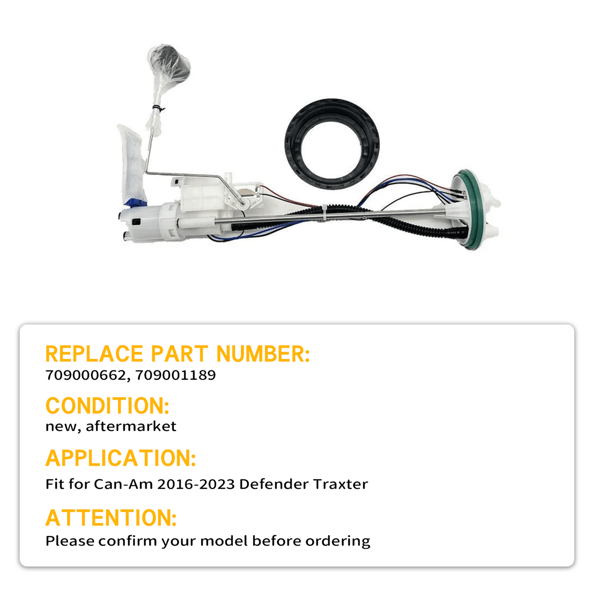Fuel Pump Assembly 709000662 709001189 Fits for Can - Am 2016 - 2023 Defender Traxter - Fab Heavy Parts