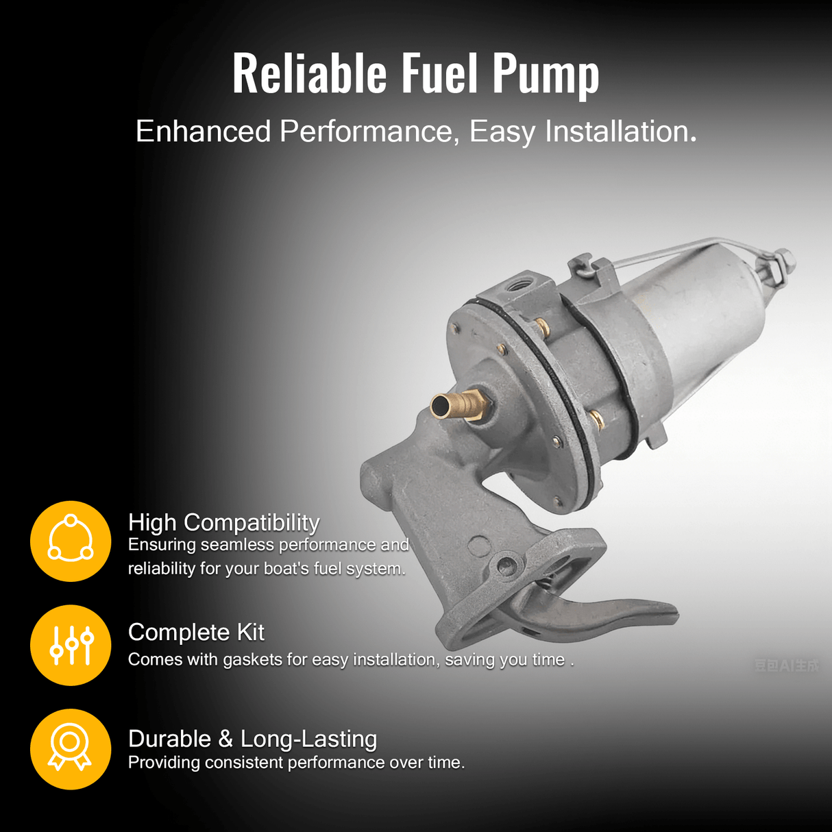 Fuel Pump with Gaskets for Mercury Mercruiser 86234a05, 86234A4, 86234a3, 86234 - Fab Heavy Parts