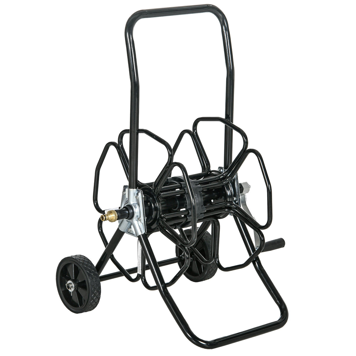Garden Portable Water Hose Reel Cart Hold Up to 98' of 5/8" Hose (Hose Not Included) with Wheels - Black - Fab Heavy Parts