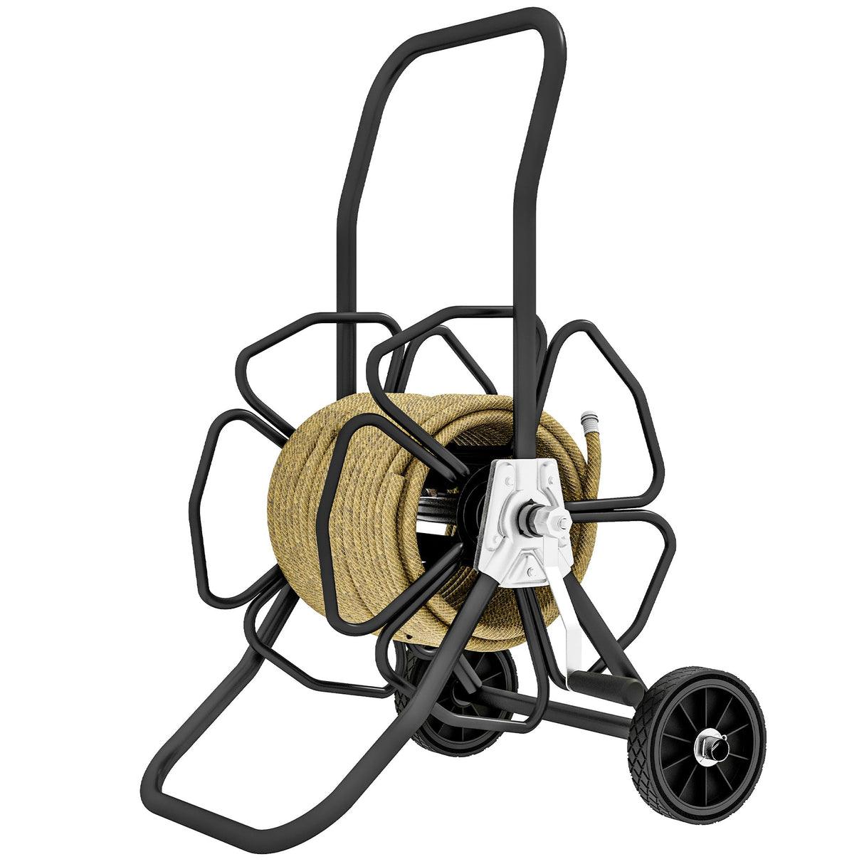 Garden Portable Water Hose Reel Cart Hold Up to 98' of 5/8" Hose (Hose Not Included) with Wheels - Black - Fab Heavy Parts