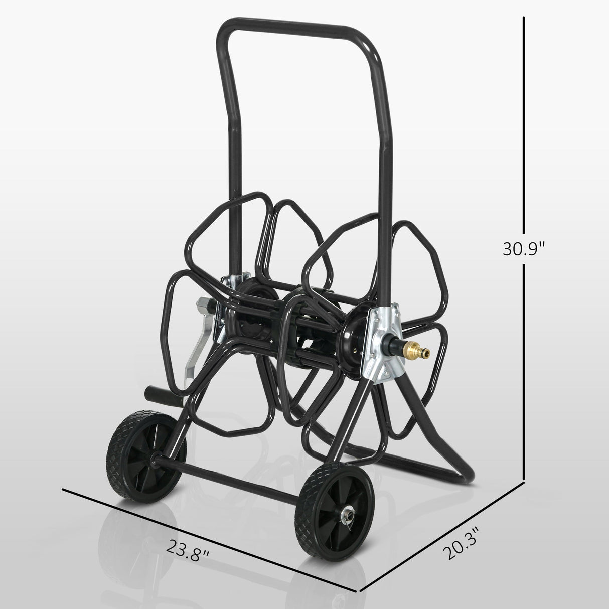 Garden Portable Water Hose Reel Cart Hold Up to 98' of 5/8" Hose (Hose Not Included) with Wheels - Black - Fab Heavy Parts