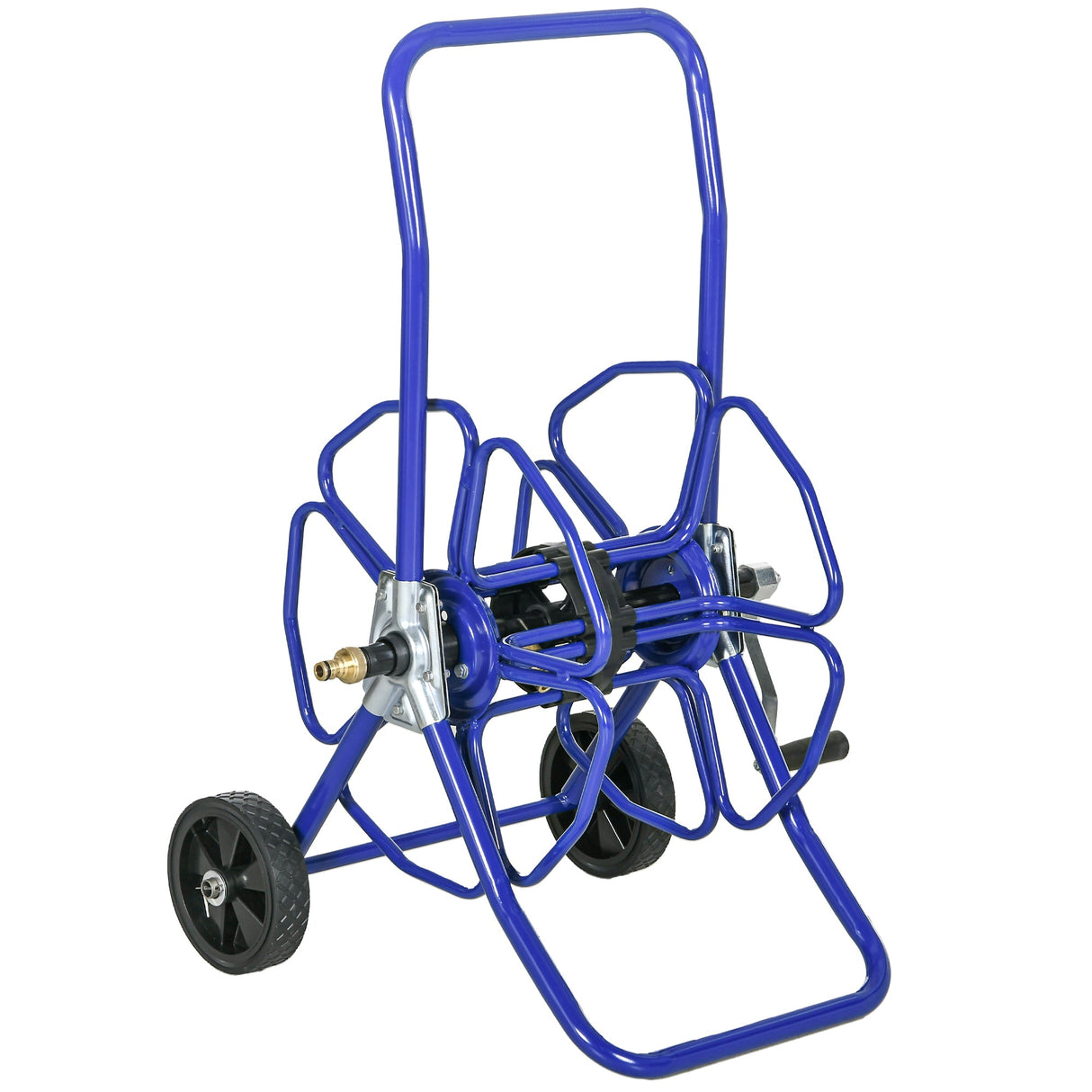 Garden Portable Water Hose Reel Cart Hold Up to 98' of 5/8" Hose (Hose Not Included) with Wheels - Blue - Fab Heavy Parts