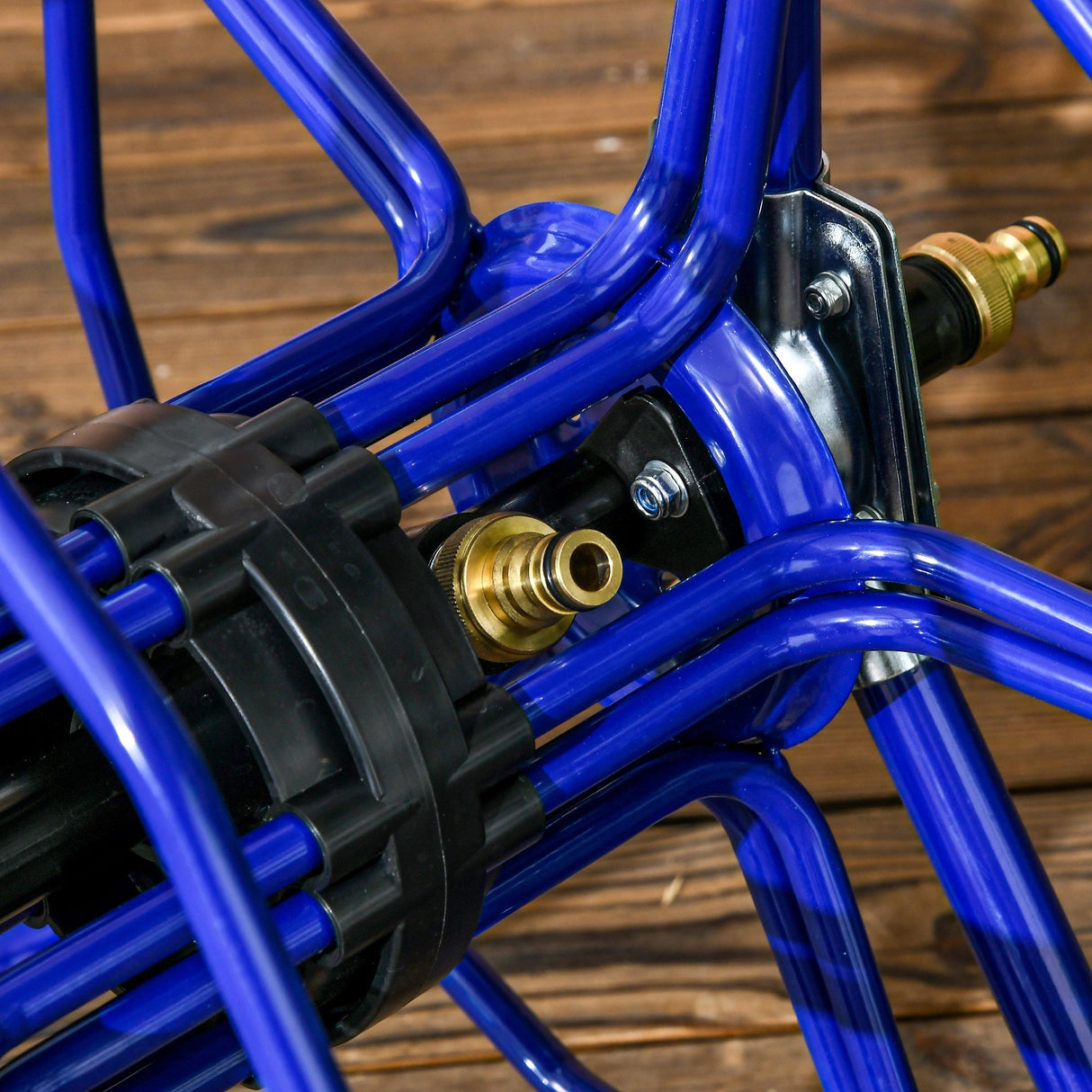 Garden Portable Water Hose Reel Cart Hold Up to 98' of 5/8" Hose (Hose Not Included) with Wheels - Blue - Fab Heavy Parts