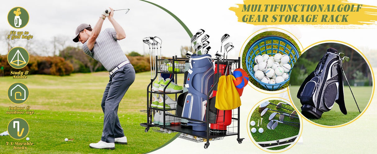 Golf Bag Storage Garage Organizer Golf Club Bag Storage Rack - Fab Heavy Parts