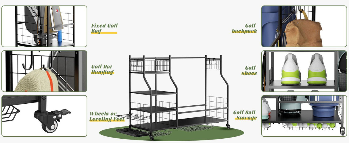 Golf Bag Storage Garage Organizer Golf Club Bag Storage Rack - Fab Heavy Parts