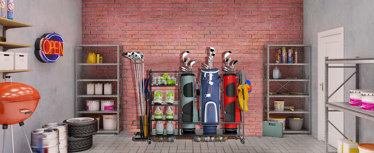Golf Bag Storage Garage Organizer Golf Club Bag Storage Rack - Fab Heavy Parts