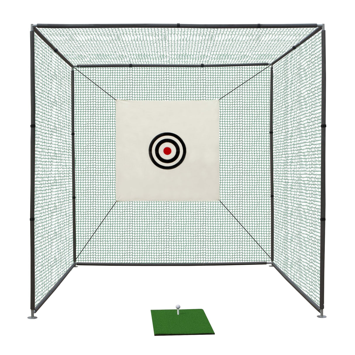 Golf Practice Net Cage 10x10x10FT with Metal Frame Hitting Net Kit Indoor Outdoor Black - Green - Fab Heavy Parts