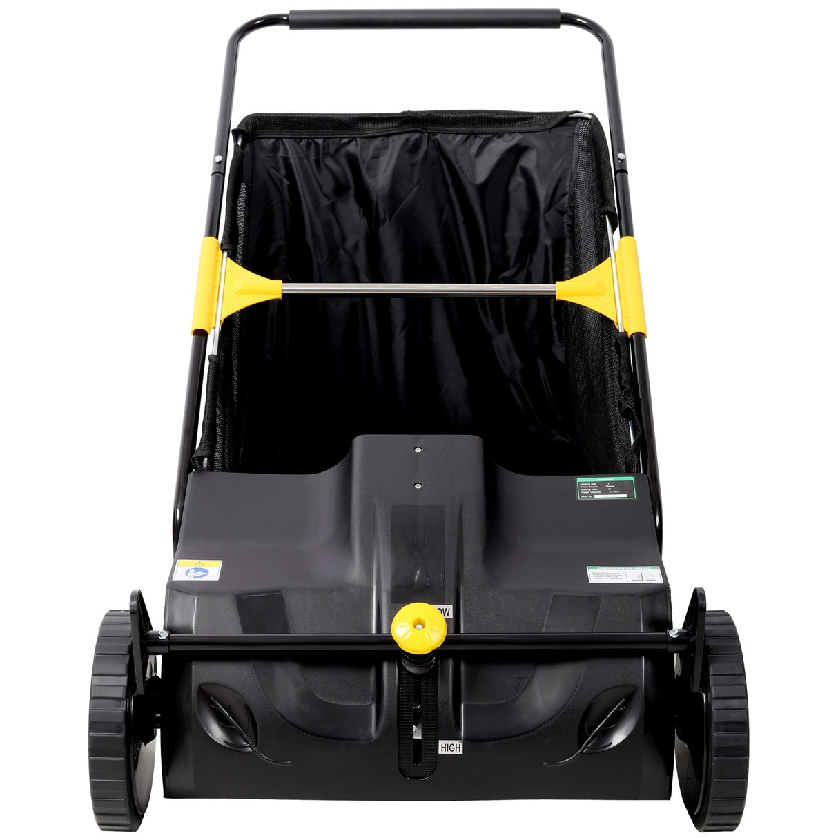 Hand Push Lawn Sweeper 21 Inch Leaf & Grass Collector 3.5 cu. ft Hopper Bag Capacity with Adjustable Brush Height - Fab Heavy Parts
