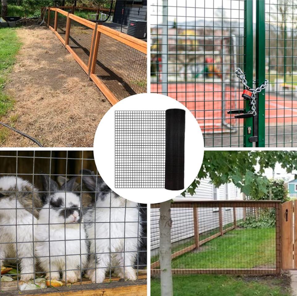 Hardware Cloth 5 ft × 50 ft 19 Gauge 1/2 inch Black PVC Vinyl Coated Welded Wire Fence Poultry Netting Chicken Coop Cover Wire Fencing Black PVC Wire Mesh - Fab Heavy Parts