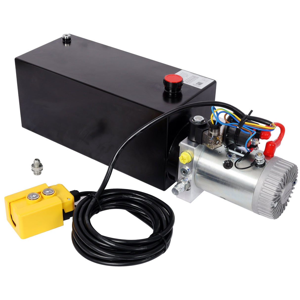 Heavy Duty 12V DC Hydraulic Power Unit 12 Quart Steel Tank Hydraulic Pump for Dump Trailer Lift Gate Wood Splitter Aerial Work Platform and Small Lifting Equipment with Remote Control - Fab Heavy Parts