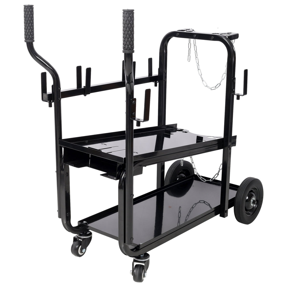 Heavy Duty 2 - Tier Rolling Welding Cart Portable Welder Storage Trolley with Wheels for MIG TIG ARC Welder Plasma Cutter and Welding Accessories - Black - Fab Heavy Parts