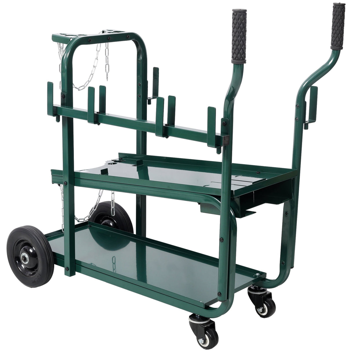 Heavy Duty 2 - Tier Rolling Welding Cart Portable Welder Storage Trolley with Wheels for MIG TIG ARC Welder Plasma Cutter and Welding Accessories - Green - Fab Heavy Parts