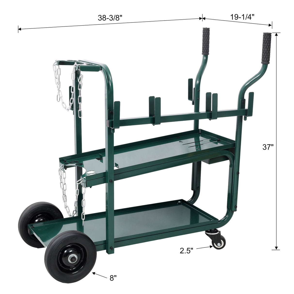 Heavy Duty 2 - Tier Rolling Welding Cart Portable Welder Storage Trolley with Wheels for MIG TIG ARC Welder Plasma Cutter and Welding Accessories - Green - Fab Heavy Parts