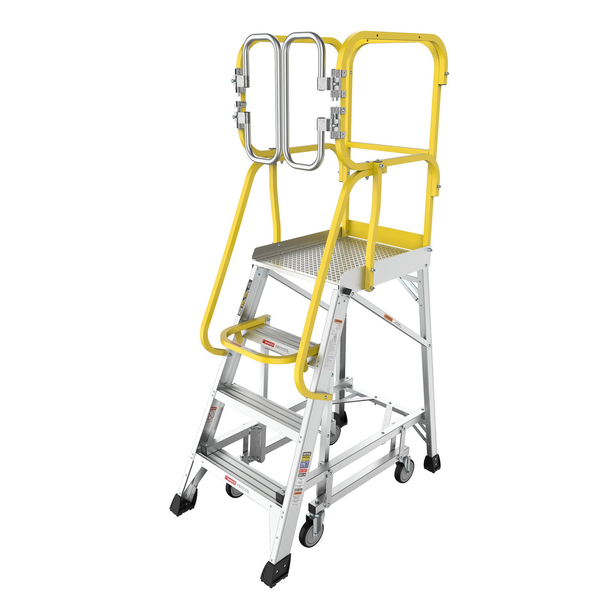 Heavy - Duty Aluminum 4 Step Rolling Platform Ladder with 375lbs Capacity - Fab Heavy Parts