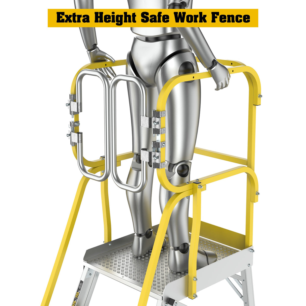 Heavy - Duty Aluminum 4 Step Rolling Platform Ladder with 375lbs Capacity - Fab Heavy Parts
