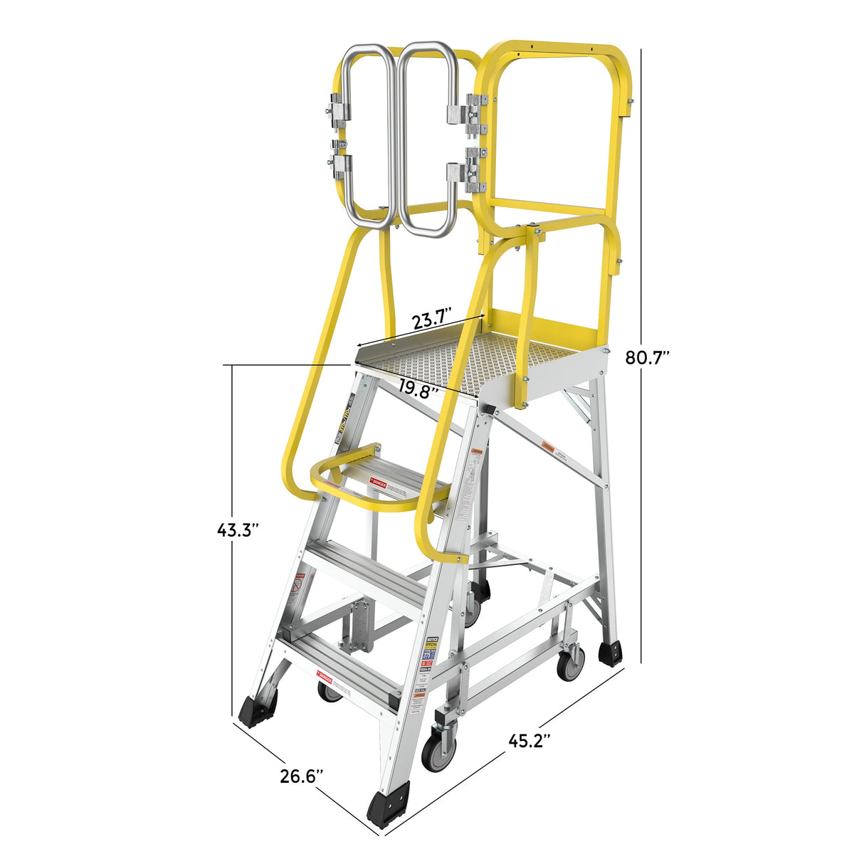 Heavy - Duty Aluminum 4 Step Rolling Platform Ladder with 375lbs Capacity - Fab Heavy Parts