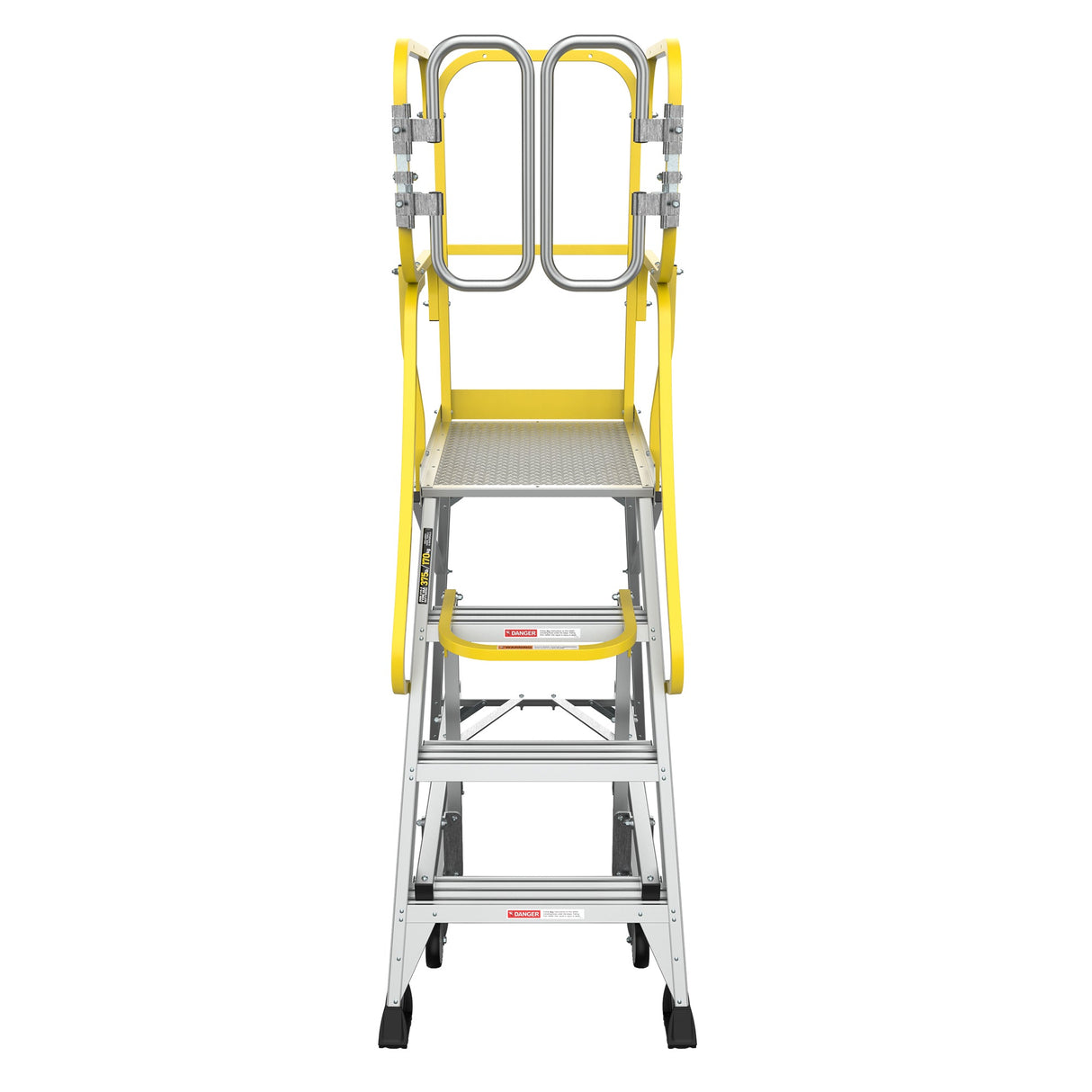Heavy - Duty Aluminum 4 Step Rolling Platform Ladder with 375lbs Capacity - Fab Heavy Parts
