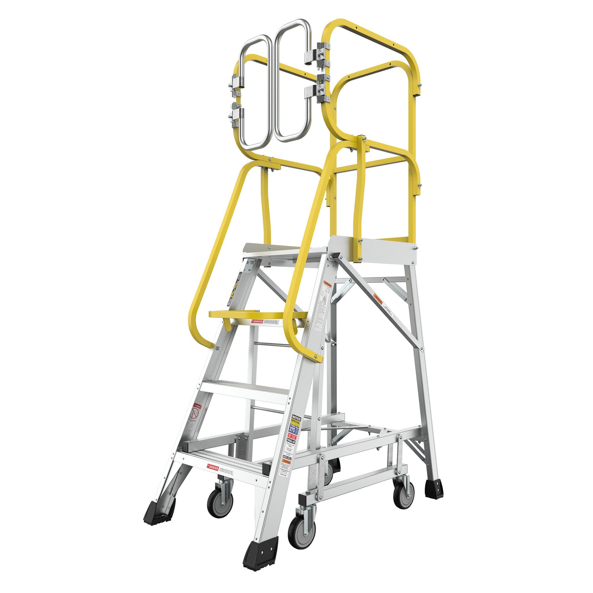 Heavy - Duty Aluminum 4 Step Rolling Platform Ladder with 375lbs Capacity - Fab Heavy Parts