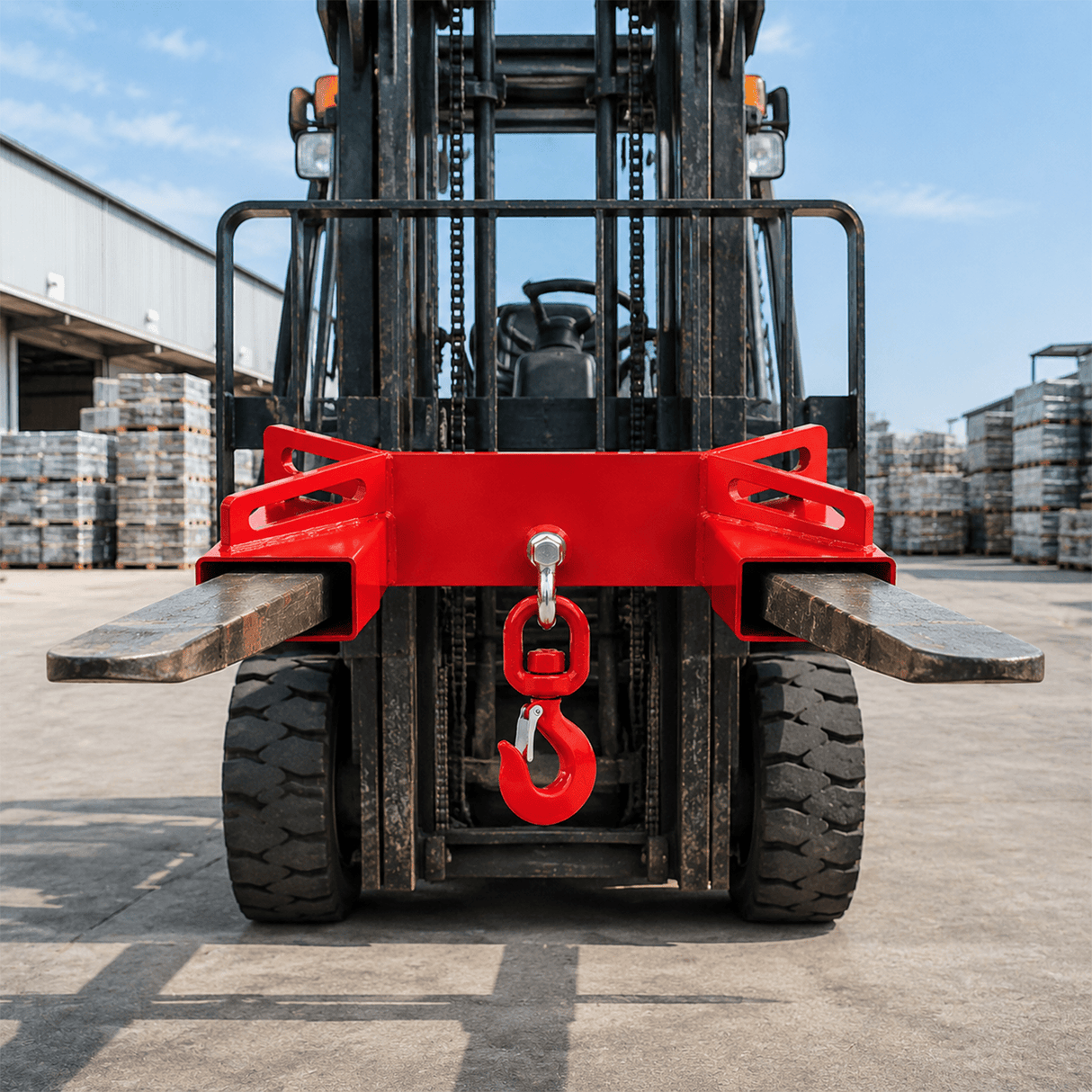 Heavy Duty Forklift Mobile Crane Attachment 6600 LBS Load Capacity Fork Lifting Hoist with Safety Hook & Dual Large T-Bolts - Fab Heavy Parts