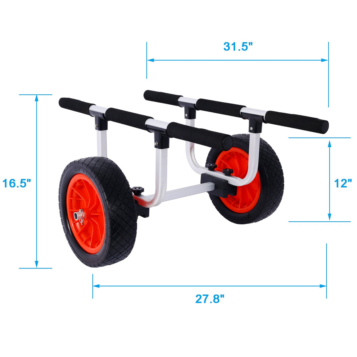 Heavy Duty Kayak Cart Width Adjustable Canoe with 12inch Flatfree Beach Wheels Boat Dolly Trolley with Airless - Fab Heavy Parts
