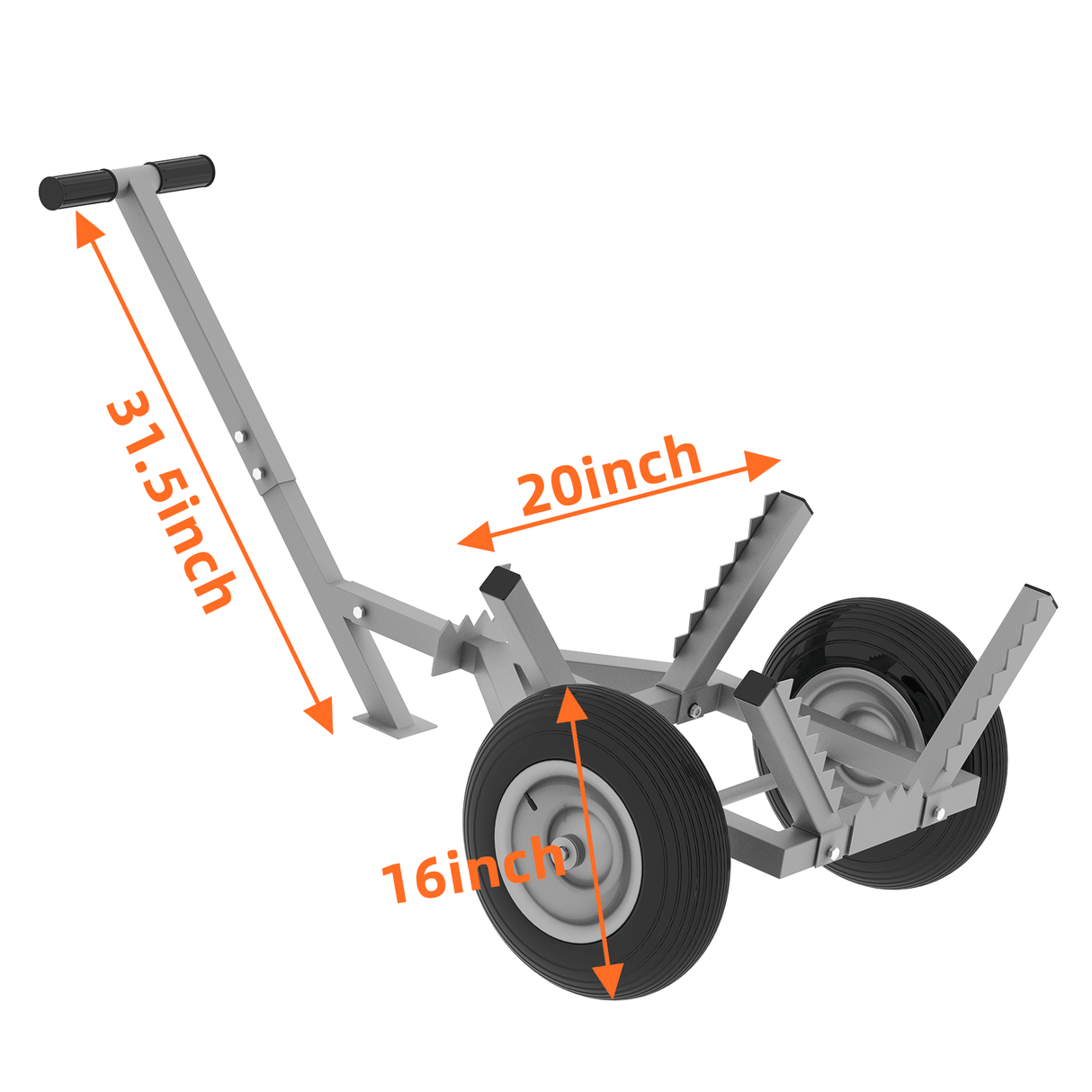 Heavy Duty Log Dolly with 16" Pneumatic Tires 460 lbs Capacity Fits Logs up to 20" Diameter Steel Frame Log Hauler with 7 ft Chain & Strap for Firewood & Forestry Transport - Fab Heavy Parts