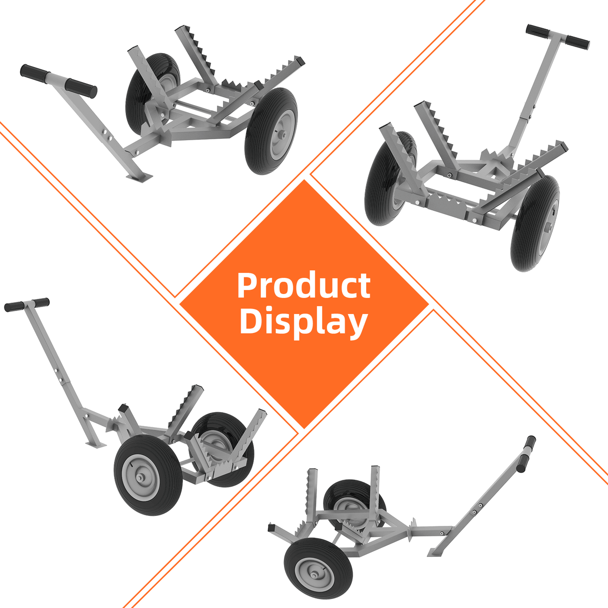 Heavy Duty Log Dolly with 16" Pneumatic Tires 460 lbs Capacity Fits Logs up to 20" Diameter Steel Frame Log Hauler with 7 ft Chain & Strap for Firewood & Forestry Transport - Fab Heavy Parts