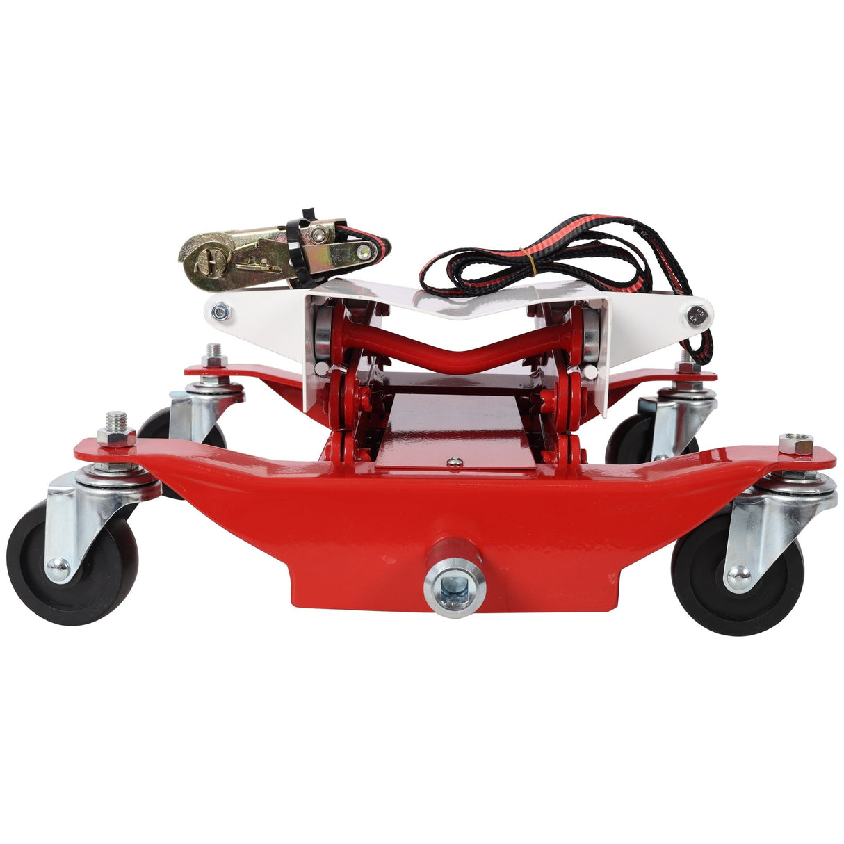 Heavy - Duty Low Lift Transmission Jack with Nylon Safety Strap Steel 450 Lbs Capacity - Fab Heavy Parts