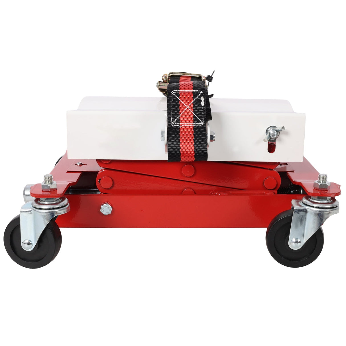 Heavy - Duty Low Lift Transmission Jack with Nylon Safety Strap Steel 450 Lbs Capacity - Fab Heavy Parts