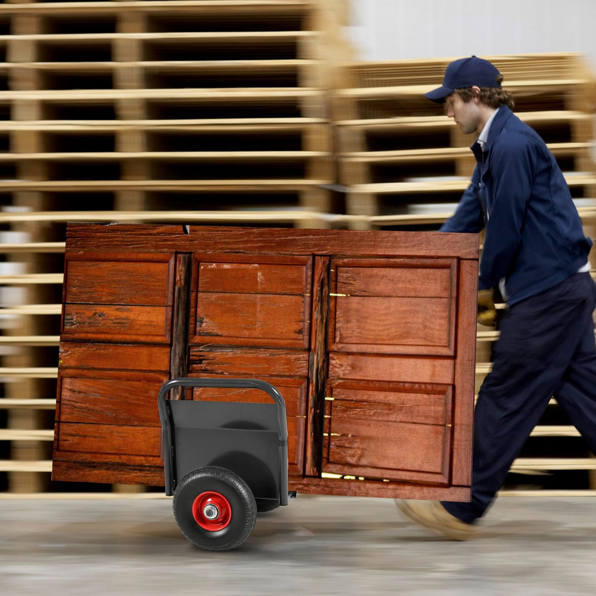 Heavy Duty Panel Dolly Slab Dolly 10" Solid Rubber Tires 1000 LBS All - Terrain Movement for Heavy Drywall Sheet & Door Material - Black - Fab Heavy Parts