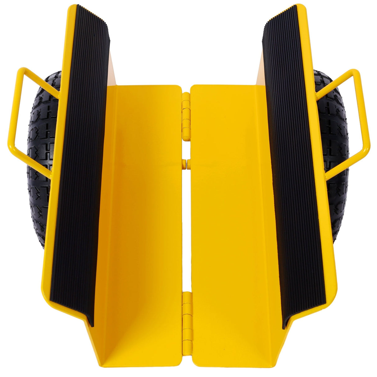 Heavy Duty Panel Dolly Slab with Handle & 2 10" Pneumatic Tires Wheels 600LBS Load Capacity - Yellow - Fab Heavy Parts