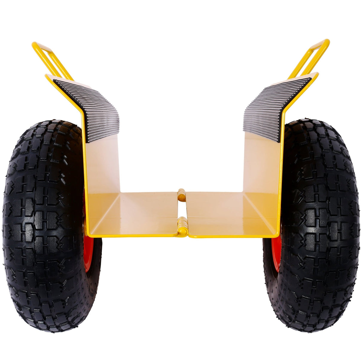 Heavy Duty Panel Dolly Slab with Handle & 2 10" Pneumatic Tires Wheels 600LBS Load Capacity - Yellow - Fab Heavy Parts