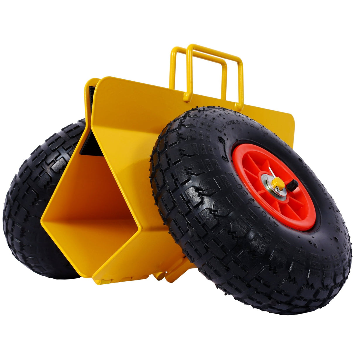 Heavy Duty Panel Dolly Slab with Handle & 2 10" Pneumatic Tires Wheels 600LBS Load Capacity - Yellow - Fab Heavy Parts