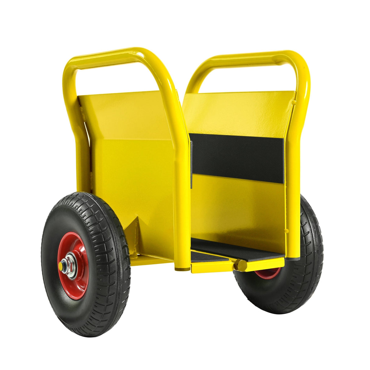 Heavy Duty Panel Slab Dolly Two Handles 10" Solid Rubber Tires 1000 LBS Capacity - Yellow - Fab Heavy Parts