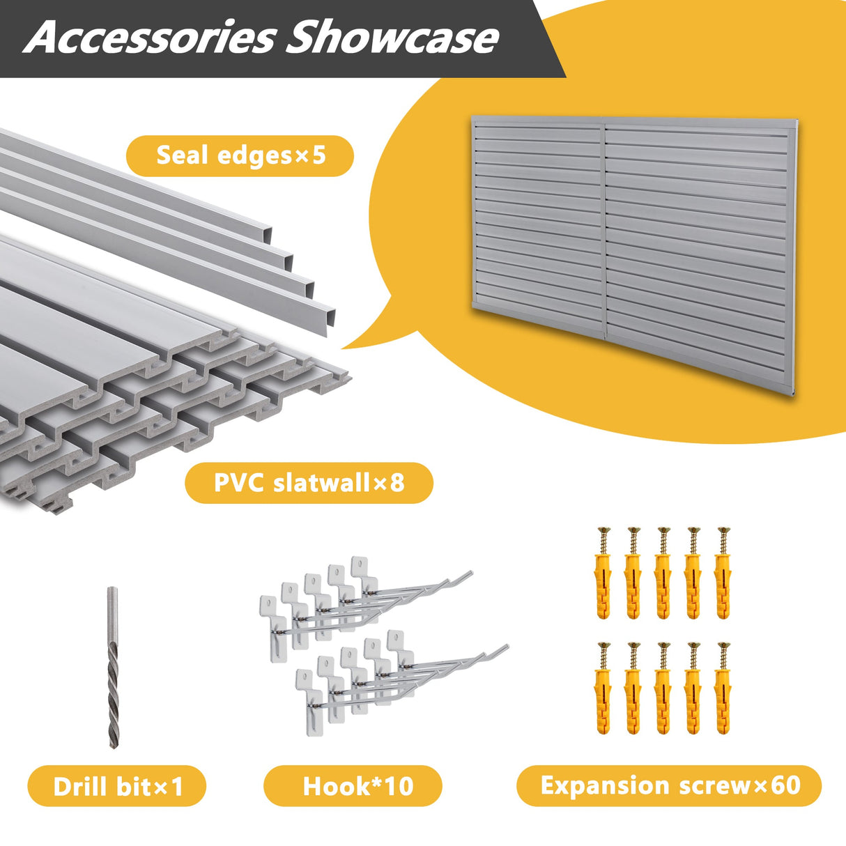 Heavy Duty PVC Slatwall Garage Organizer 8ft x 4ft Section with 10 Panels - Fab Heavy Parts