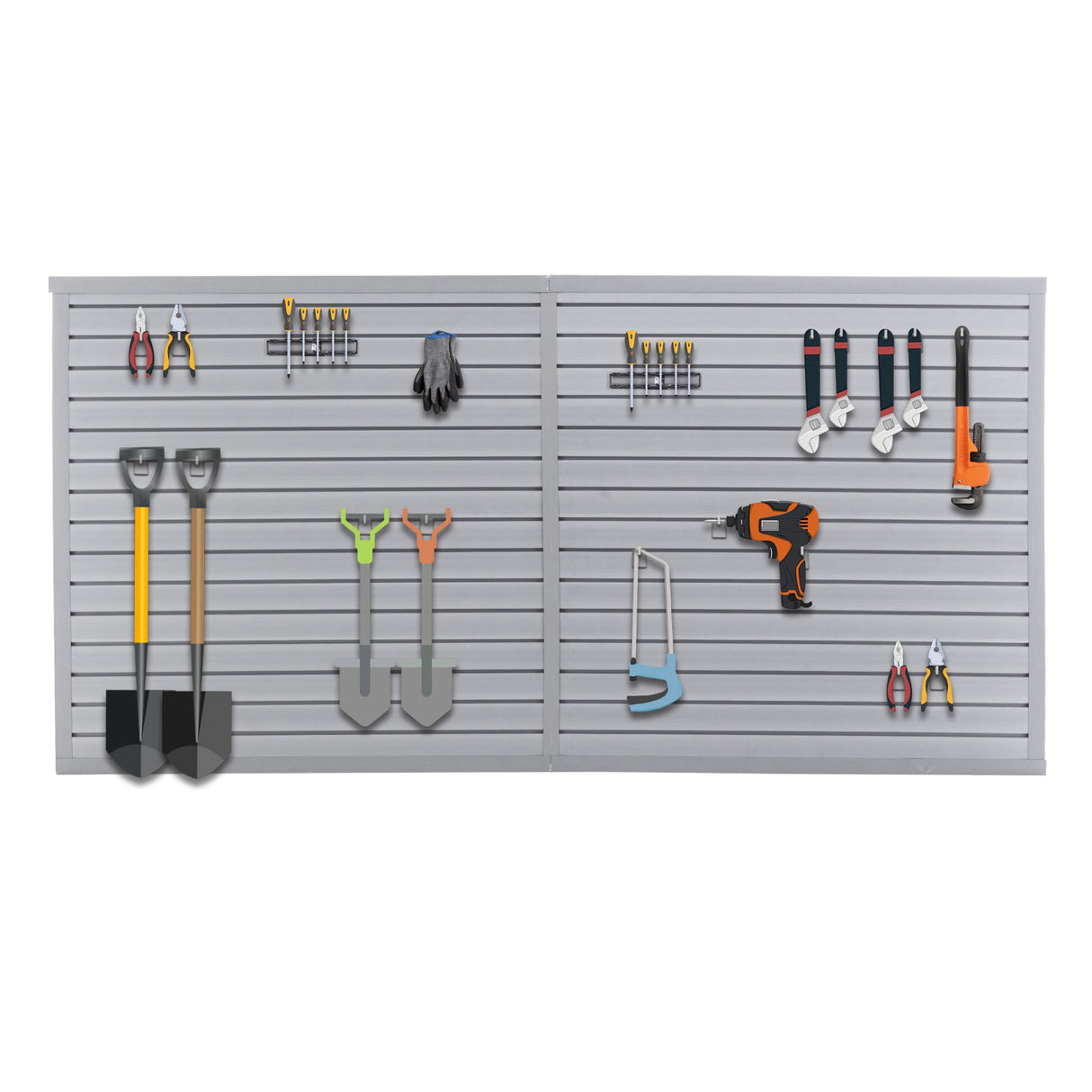 Heavy Duty PVC Slatwall Garage Organizer 8ft x 4ft Section with 10 Panels - Fab Heavy Parts