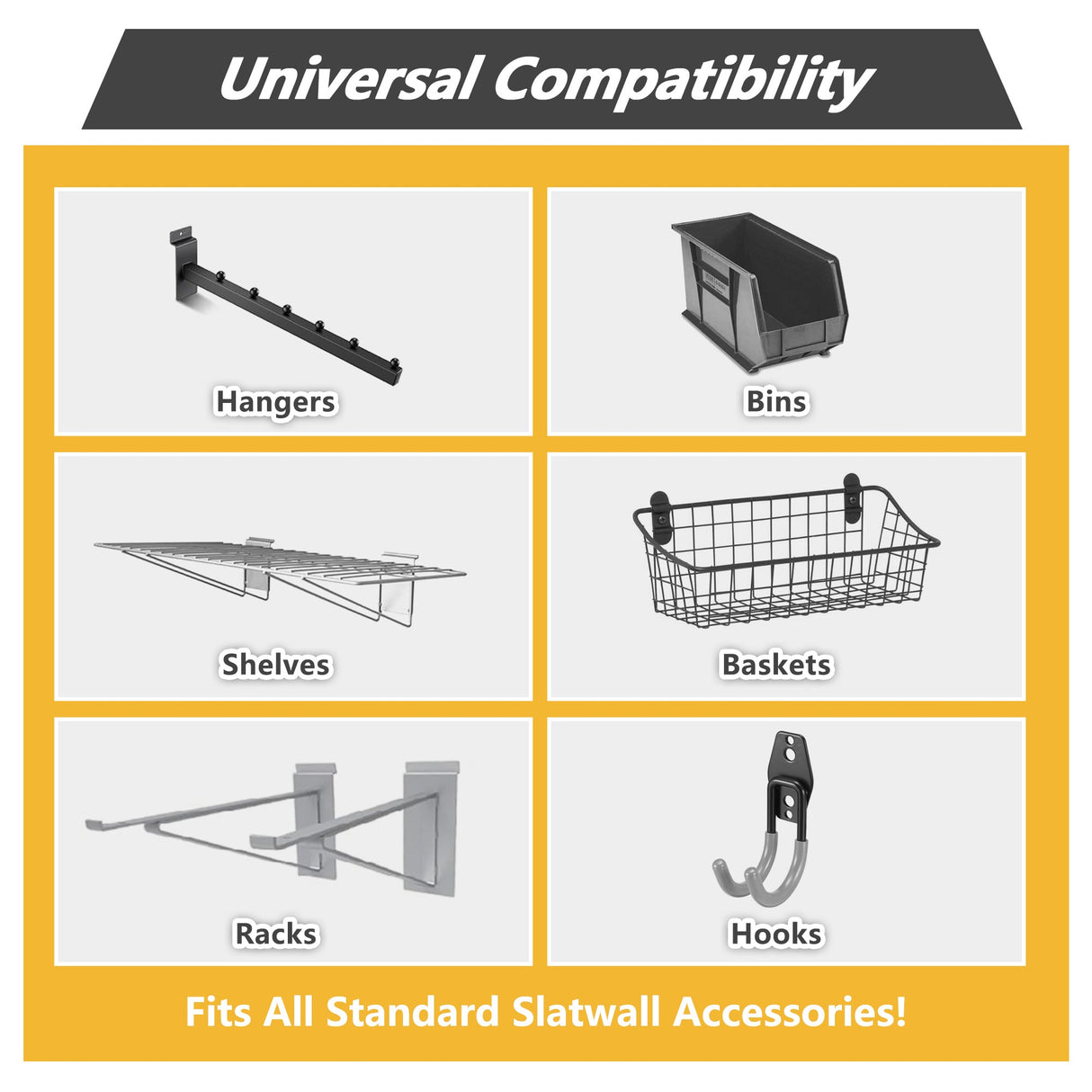 Heavy Duty PVC Slatwall Garage Organizer 8ft x 4ft Section with 10 Panels - Fab Heavy Parts