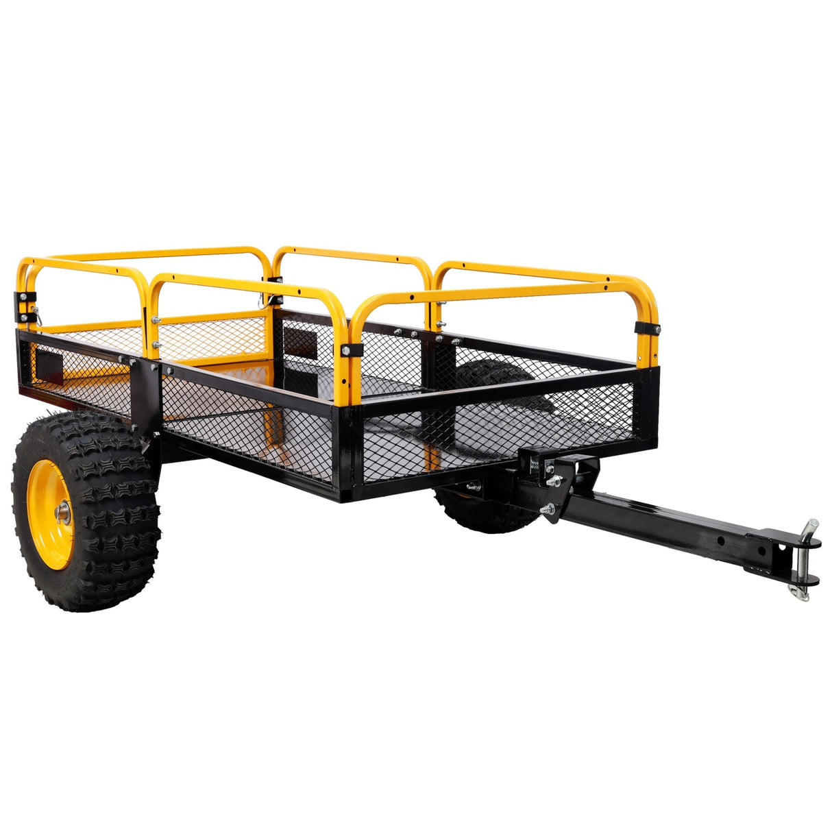 Heavy - Duty Tow - Behind Dump Cart 1000 lbs Load Capacity for ATV UTV Lawn Mower Tractor Yard Garden Farm Hauling - Yellow - Fab Heavy Parts