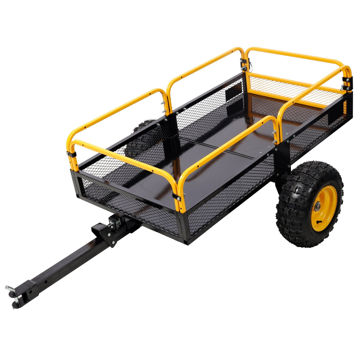 Heavy - Duty Tow - Behind Dump Cart 1000 lbs Load Capacity for ATV UTV Lawn Mower Tractor Yard Garden Farm Hauling - Yellow - Fab Heavy Parts
