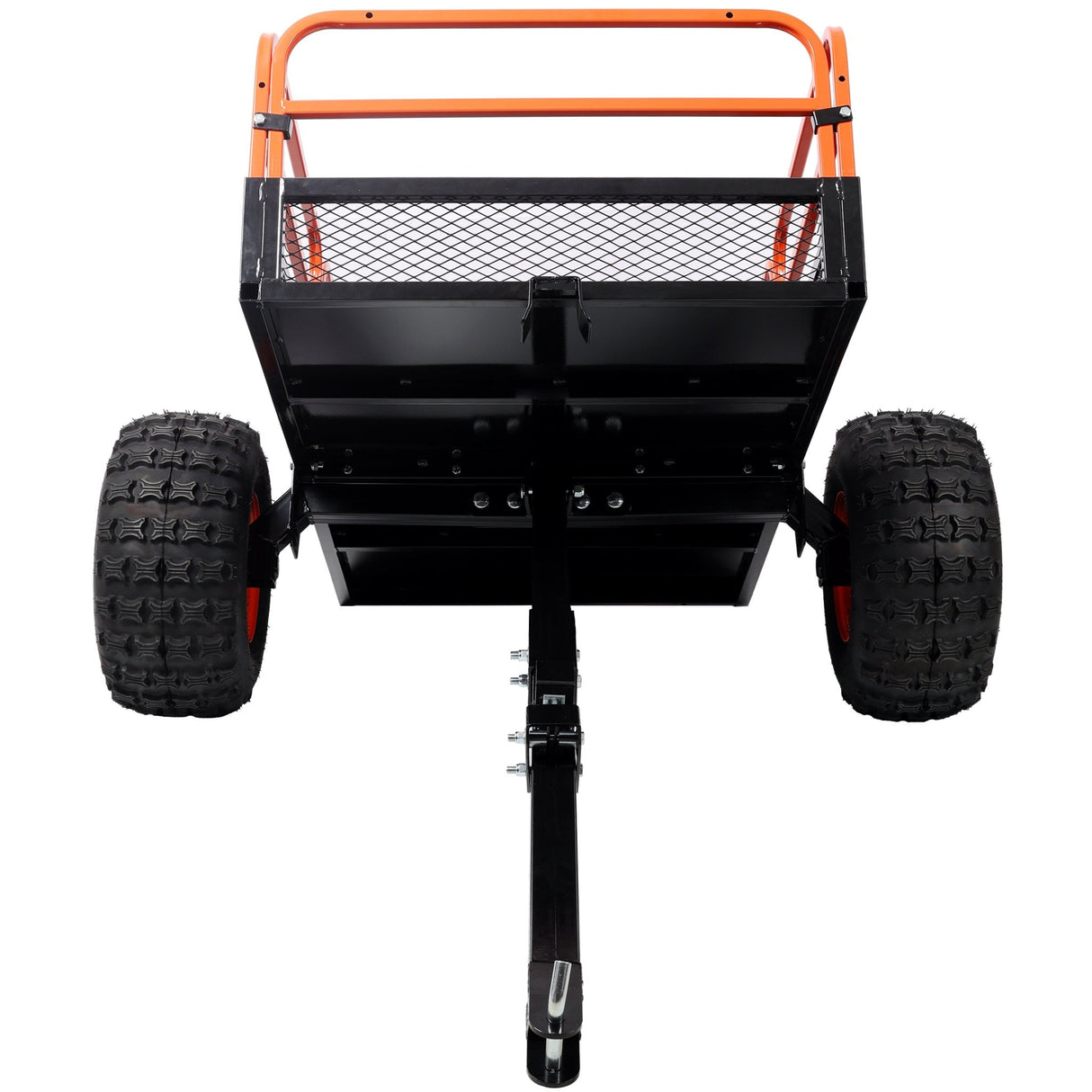 Heavy - Duty Tow - Behind Dump Cart 1500 lbs Load Capacity for ATV UTV Lawn Mower Tractor Yard Garden Farm Hauling - Orange - Fab Heavy Parts