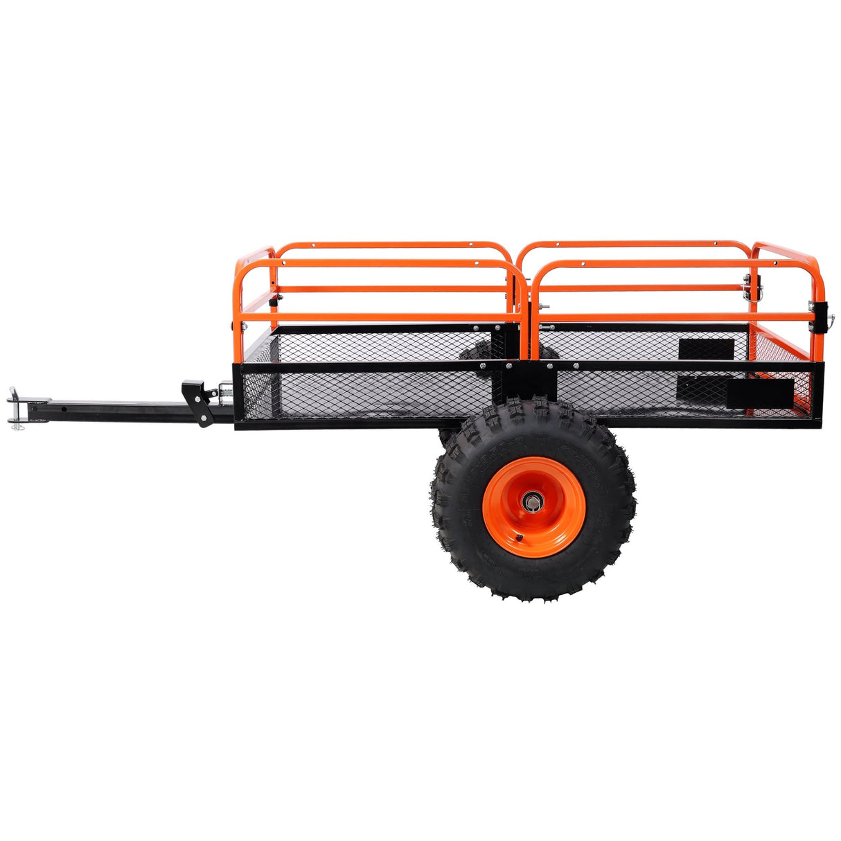 Heavy - Duty Tow - Behind Dump Cart 1500 lbs Load Capacity for ATV UTV Lawn Mower Tractor Yard Garden Farm Hauling - Orange - Fab Heavy Parts