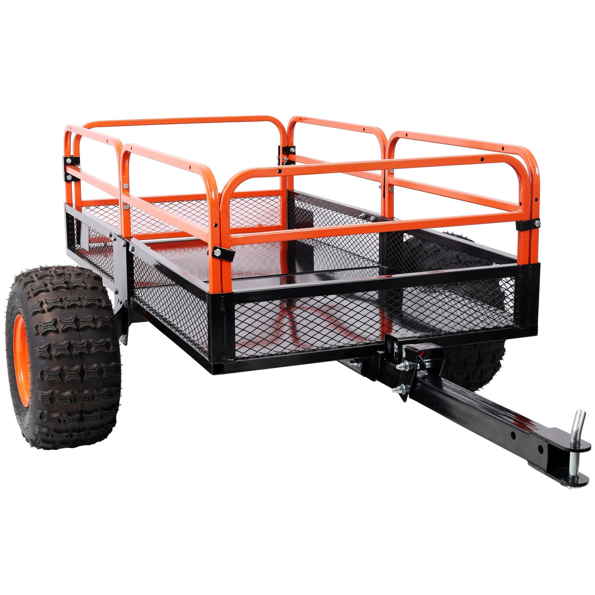 Heavy - Duty Tow - Behind Dump Cart 1500 lbs Load Capacity for ATV UTV Lawn Mower Tractor Yard Garden Farm Hauling - Orange - Fab Heavy Parts