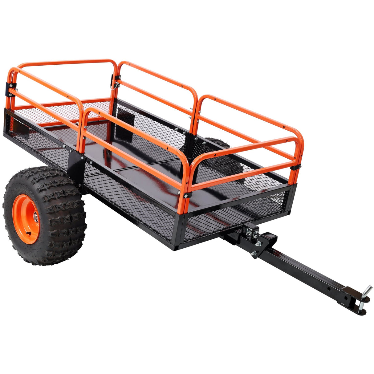 Heavy - Duty Tow - Behind Dump Cart 1500 lbs Load Capacity for ATV UTV Lawn Mower Tractor Yard Garden Farm Hauling - Orange - Fab Heavy Parts