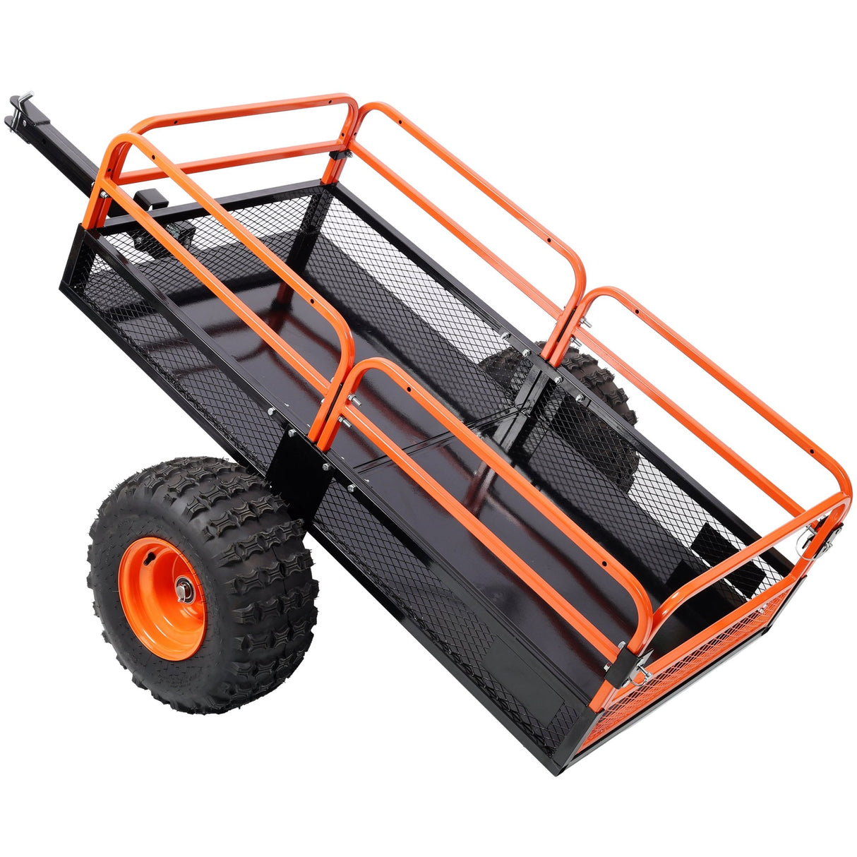 Heavy - Duty Tow - Behind Dump Cart 1500 lbs Load Capacity for ATV UTV Lawn Mower Tractor Yard Garden Farm Hauling - Orange - Fab Heavy Parts